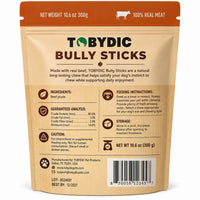 TOBYDIC Bully Sticks — ingredients (beef pizzle), guaranteed analysis and feeding instructions — photo 2
