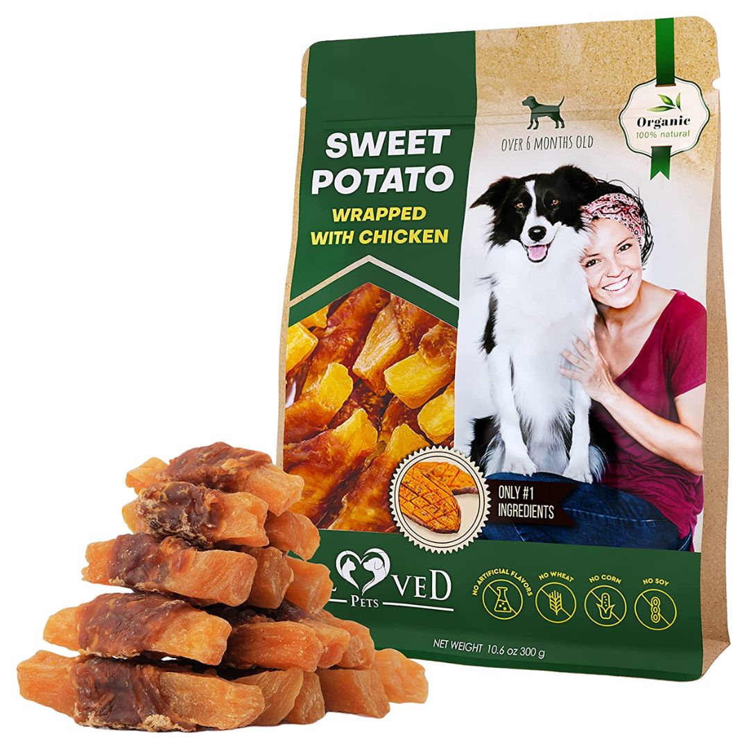 Dog Sweet Potato Wrapped with Chicken Pet Natural Chew Treats Belovedpetsbrand