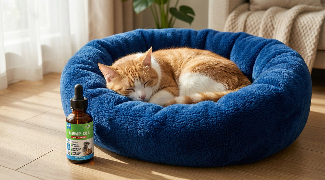 Natural Hemp Oil for Pets with Vitamins A & E – Relaxation, Pain Relief & Shiny Coat Support