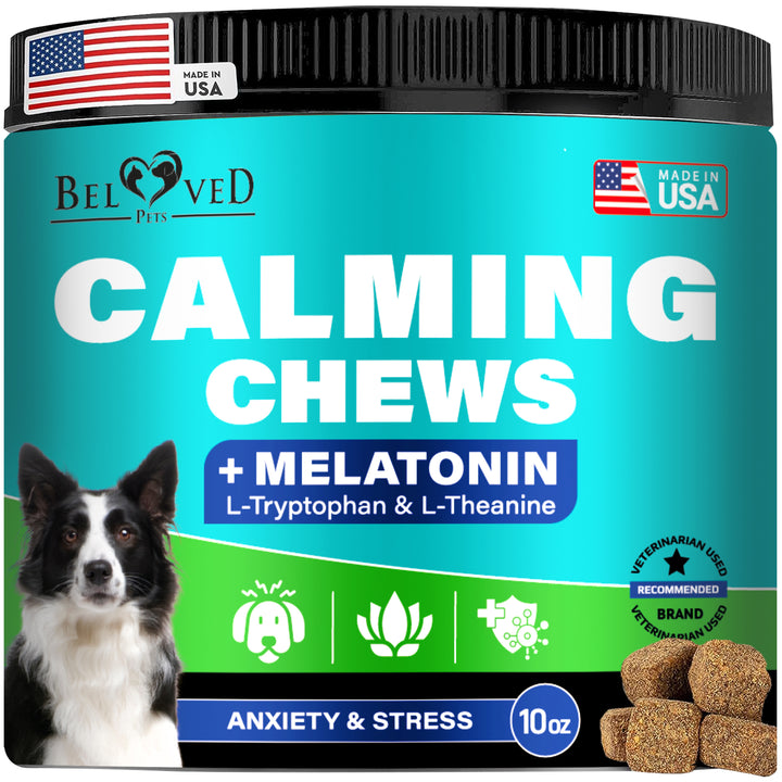 Calming Chews for Dogs & Puppy and Cats -Pet Separation Anxiety Relief Soft Treats & Calm Behavior Aid - Melatonin for Sleep- Anti Stress Treatment Help with Thunder- Made in USA