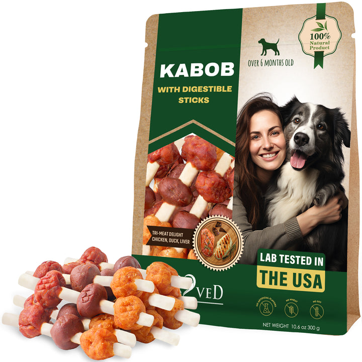 Kabobs Dog Treats with Duck & Chicken Human Grade Meat - All Natural Pet Dried Snacks Rawhide - Free & Grain Free Long Lasting Chews for Large & Small Dogs - Supports Healthy Teeth