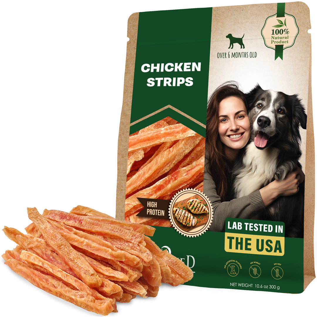 Chicken Jerky Strips Dog Treats - Human Grade Meat Sticks - Natural Pet Dried Snacks Rawhide - Free - Long Lasting Chews for Large & Small Dogs - Best for Training & Healthy Teeth