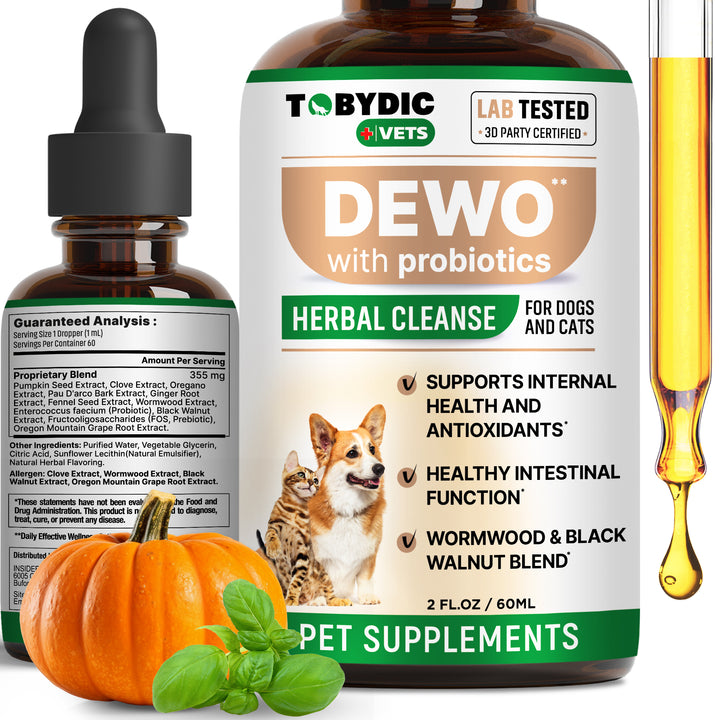 Broad Spectrum Herbal Intestinal Defense with Probiotic for Cats & Dogs - Natural Support Helps to Remove Toxins - Supplement Drops - Made in USA