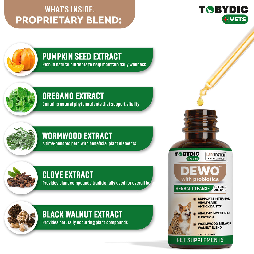 Broad Spectrum Herbal Intestinal Defense with Probiotic for Cats & Dogs - Natural Support Helps to Remove Toxins - Supplement Drops - Made in USA