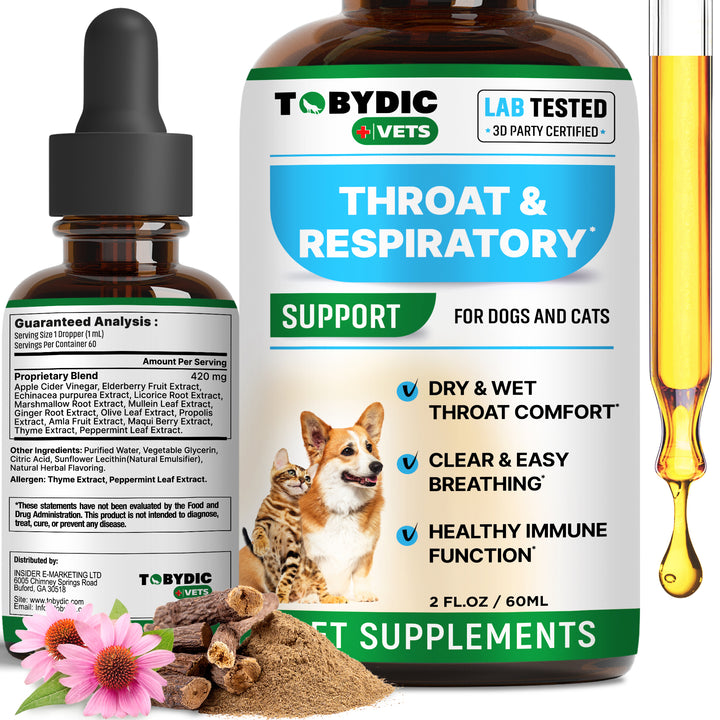Dry & Wet Kennel Cough Natural Medicine & Relief for Dogs and Cats - Herbal Treatment Support Helps to Soothe Throat & Respiratory Trachea Comfort Supplement for Pets - Made in USA
