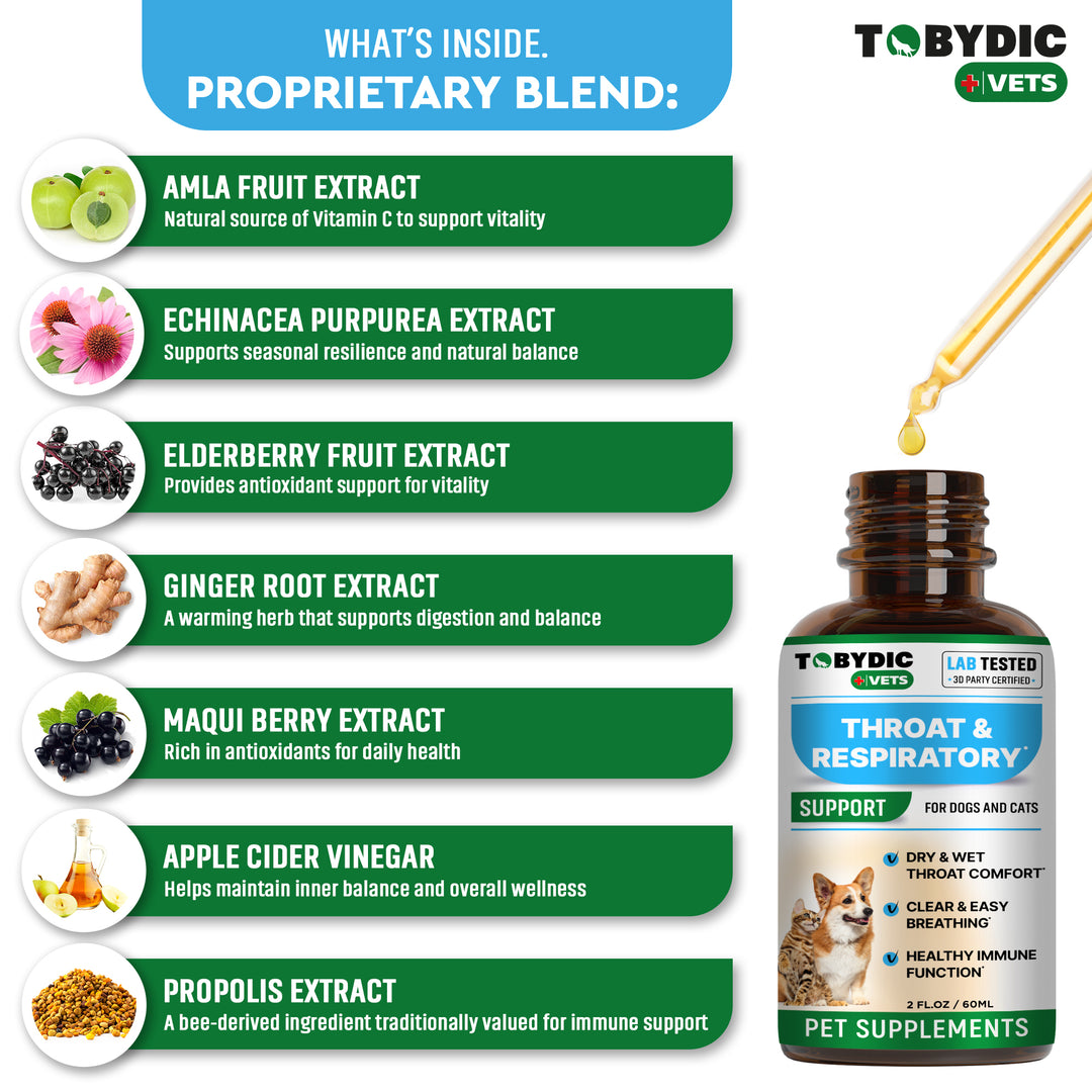 Dry & Wet Kennel Cough Natural Medicine & Relief for Dogs and Cats - Herbal Treatment Support Helps to Soothe Throat & Respiratory Trachea Comfort Supplement for Pets - Made in USA