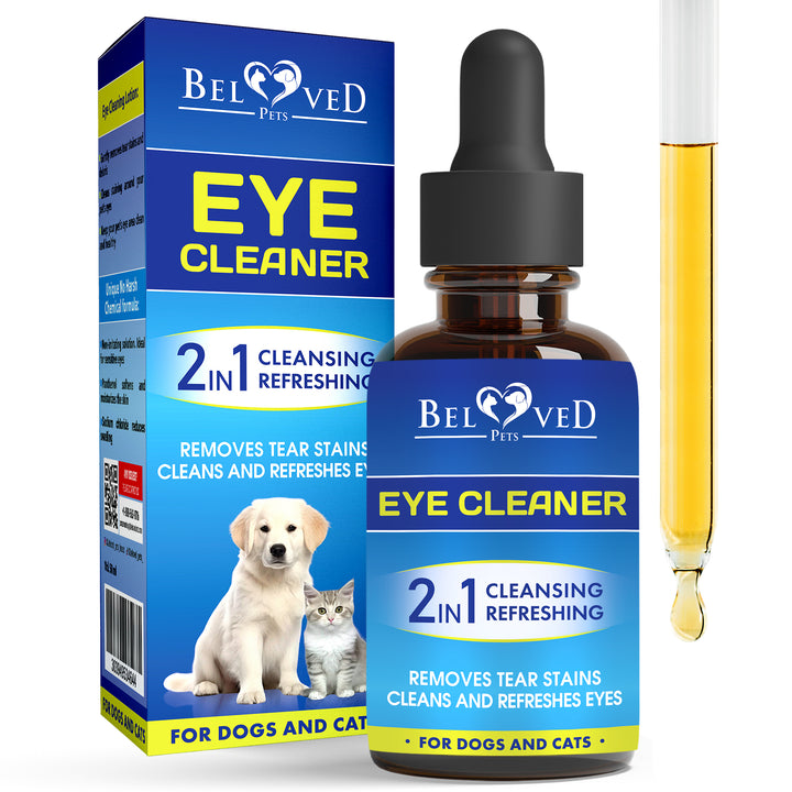 Cat & Dog Eye Wash Drops & Tear Stain Remover, Cleaner | Eye Infection Treatment Helps Prevent Pink Eye, Relief Allergies Symptoms, Runny, Dry Eyes