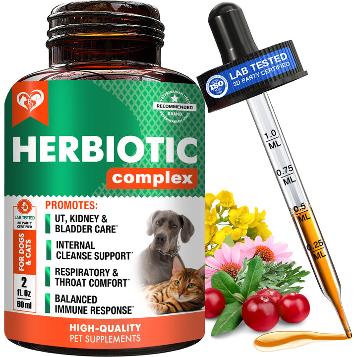 Natural Herbiotic for Cats & Dogs – Cranberry & Herbal Blend for Urinary Comfort and Overall Wellness – Supports Respiratory Balance & Daily Vitality
