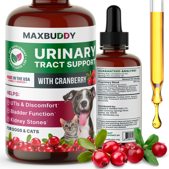 Natural UTI Treatment Support - Cranberry Urinary Tract Infection Care & Prevention Assistance for Cats and Dogs – Kidney & Bladder Wellness Supplement Drops - Support for Urine Flow