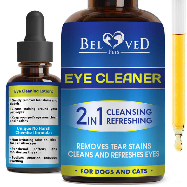 Cat & Dog Eye Wash Drops & Tear Stain Remover, Cleaner | Eye Infection Treatment Helps Prevent Pink Eye, Relief Allergies Symptoms, Runny, Dry Eyes