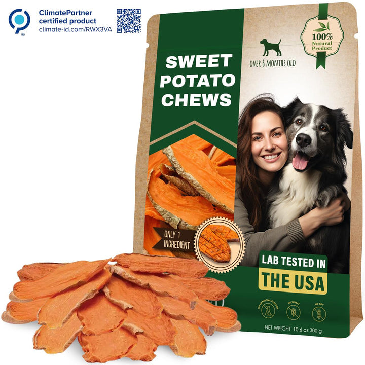 Sweet Potato Dog Treats Chips - All Natural Pet Snack Chews - Grain Free & Human Grade Dried Snacks in Bulk - Best Jerky for Training Small & Large Dogs