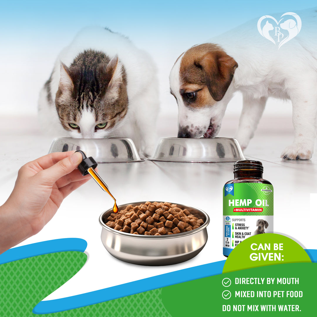 Cat & Dog Hemp Oil Drops - Pet Calming Anti Anxiety & Herbal Stress Relief - Natural Organic Liquid Medication for Arthritis & Hip, Joint Pain Releaf - Dog Sedative Supplements Made in USA