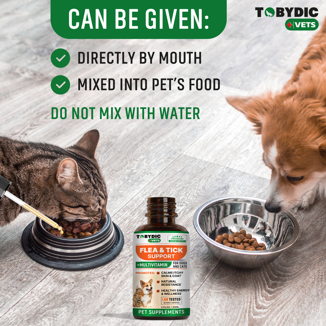 Flea & Tick Support - Oral Flea Natural Control for Dogs and Cats - Herbal for Small and Large Dogs with Multivitamin Pet Supplement Made in USA