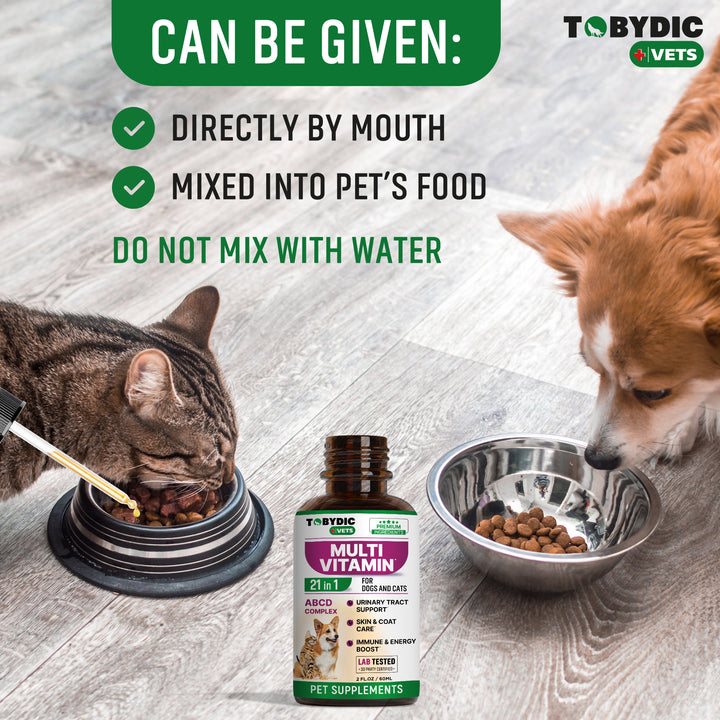 Cat & Dog Multivitamin 21 in 1 Pet Supplements with Cranberry & Glucosamine - Natural Medicine & Support for UTI, Urinary Tract, Bladder, Kidney, Skin Coat, Joints Treatment Made in USA