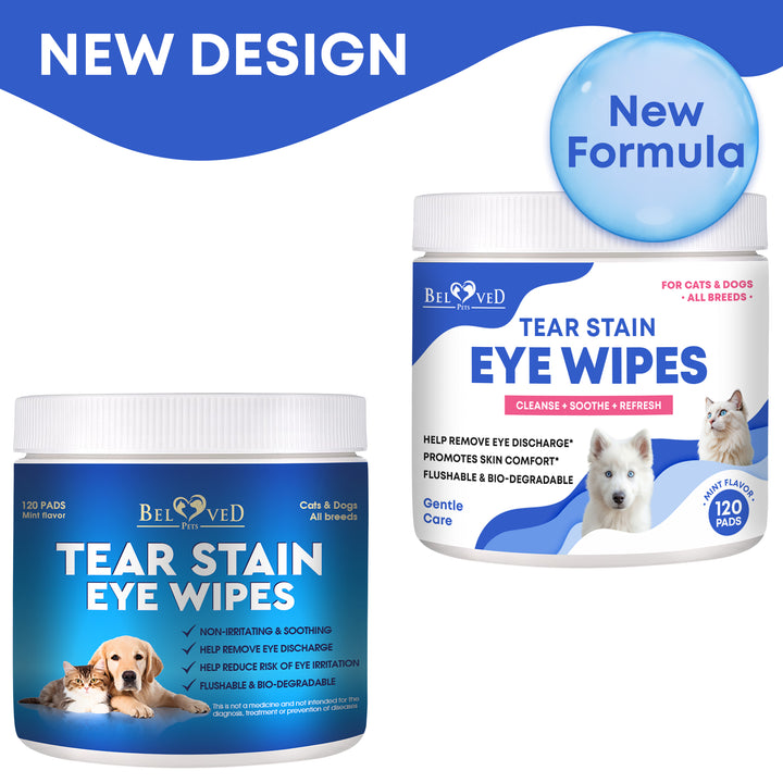 Cat & Dog Eye Wash Wipes & Tear Stain Remover, Cleaner | Helps with Pink Eye, Relief Allergies Symptoms, Runny, Dry Eyes - Safe for Small Animals (Eye Wipes)