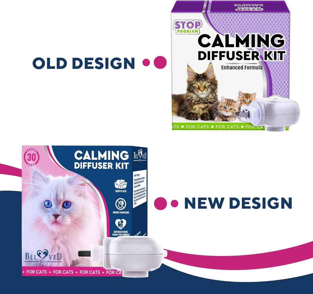 Beloved Pets Cat Calming Diffuser & Pet Anti Anxiety Products - Feline Calm Pheromones Plug in & Cats Stress Relief Comfort Help with Aggression, New Zone, Pee, Fighting with Dogs & Other Behavior