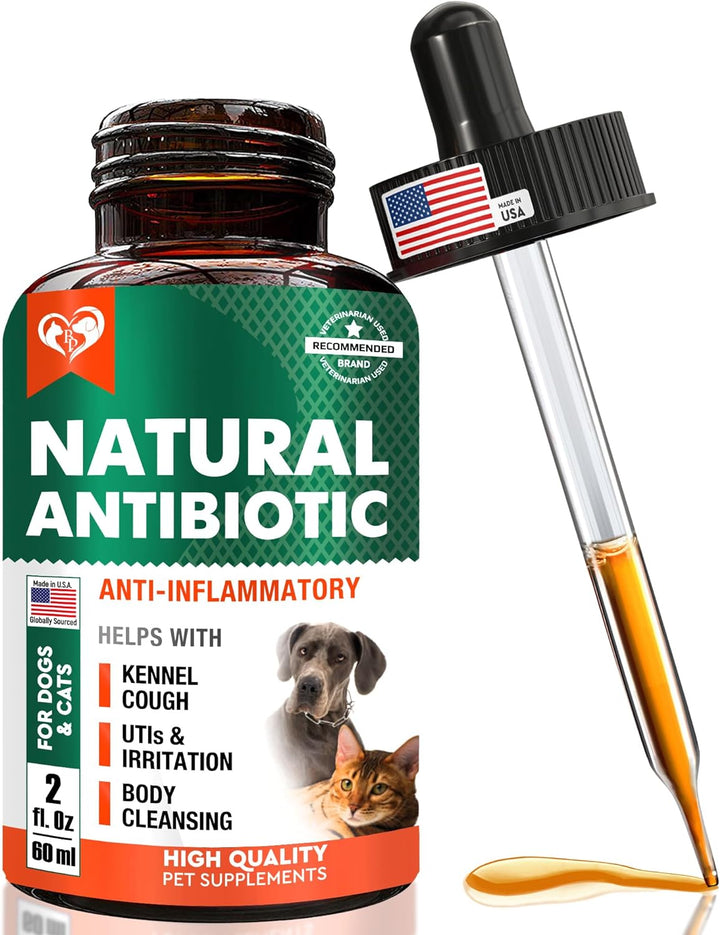 Natural Herbal Antibiotics for Cats and Dogs - Kennel Cough Relief & Urinary Tract Support - Cranberry UTI Treatment Pet Supplement - Respiratory & Cold Infection Medicine - Made in USA