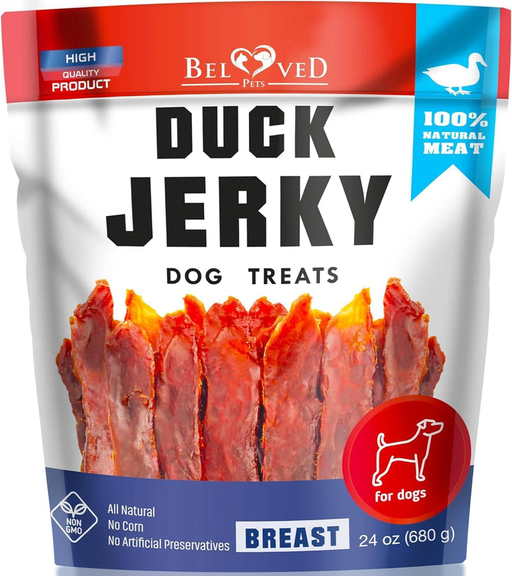 Duck Jerky Dog Treats - Human Grade Pet Snacks & Grain Free Organic Meat - Natural High Protein Dried Strips - Best Chews for Training Small & Large Dogs - Bulk Soft Pack