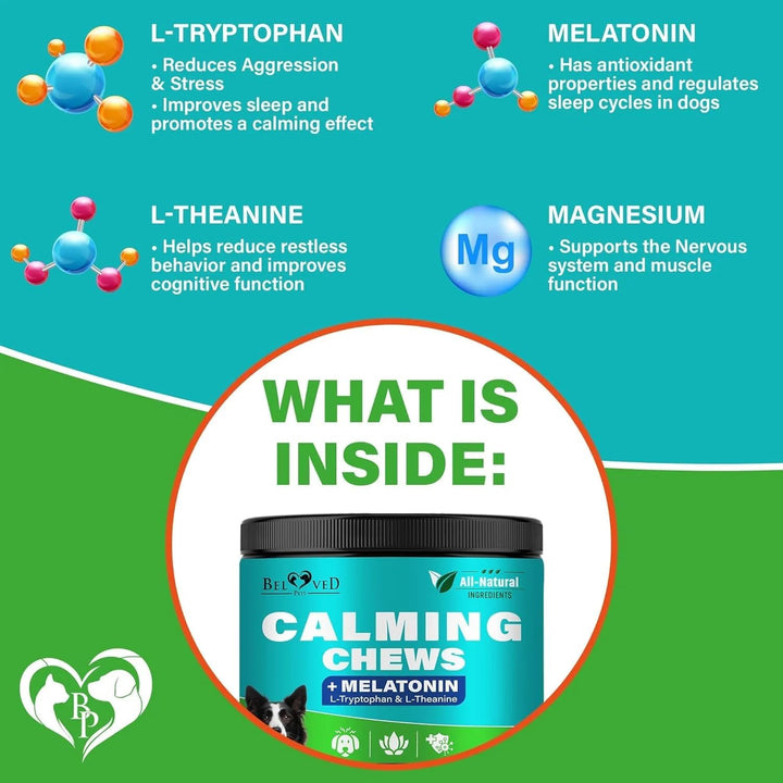 Beloved Pets Calming Chews for Dogs with Melatonin - Bacon Flavor, Made in USA