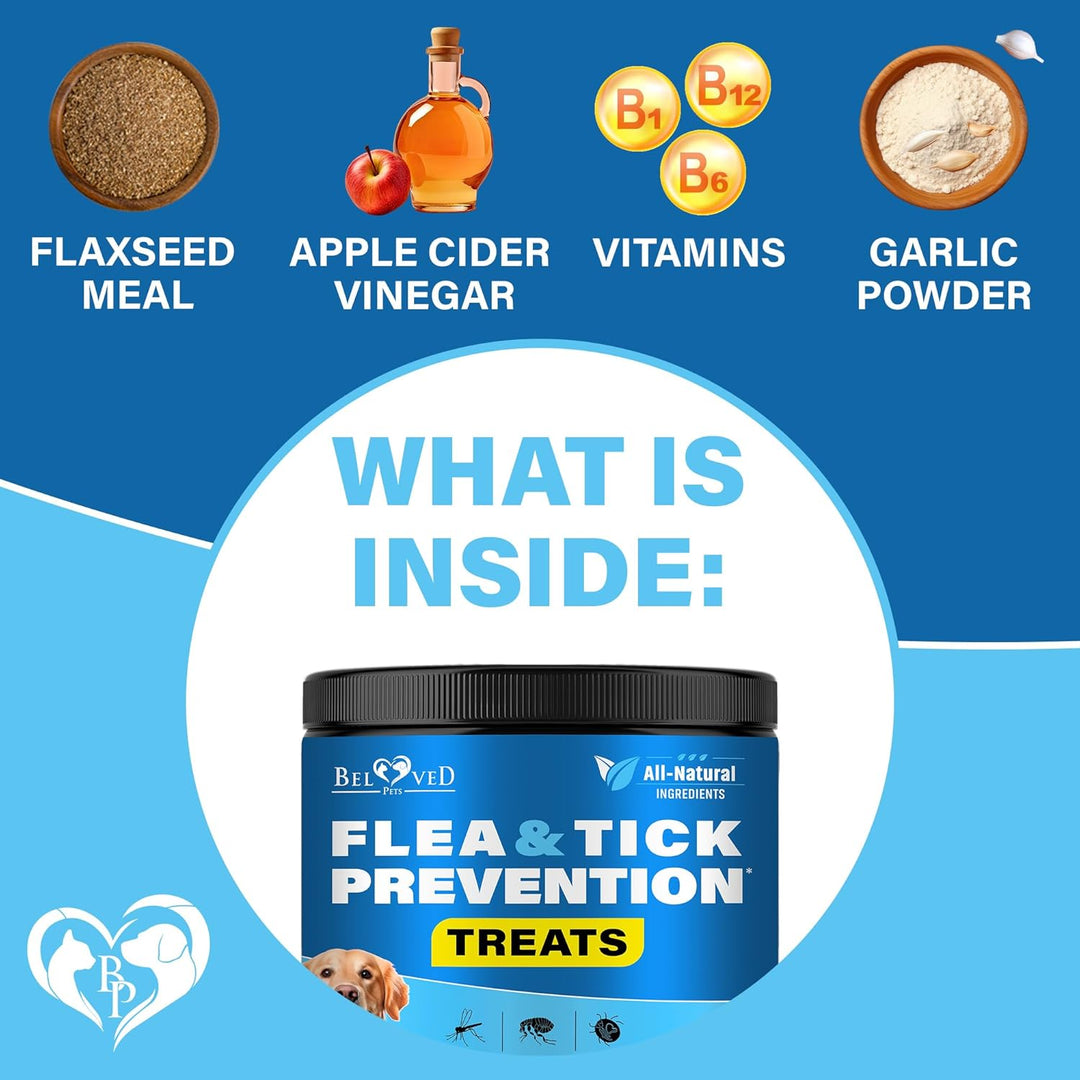 Beloved Pets Flea and Tick Prevention Chewable Pills for Dogs - Revolution Oral Flea Treatment for Pets - Pest Control & Natural Defense - Chewables Small Tablets Made in USA (Beef)