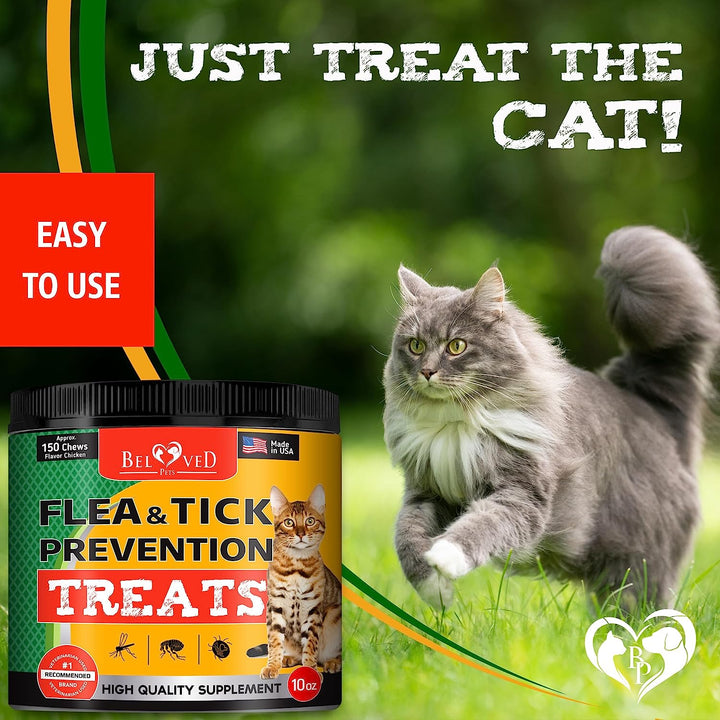 Flea and Tick Prevention Chewable Pills for Dogs and Cats - Revolution Oral Flea Treatment for Pets - Pest Control & Natural Defense - Chewables Small Tablets Made in USA (Chicken (for Cats))
