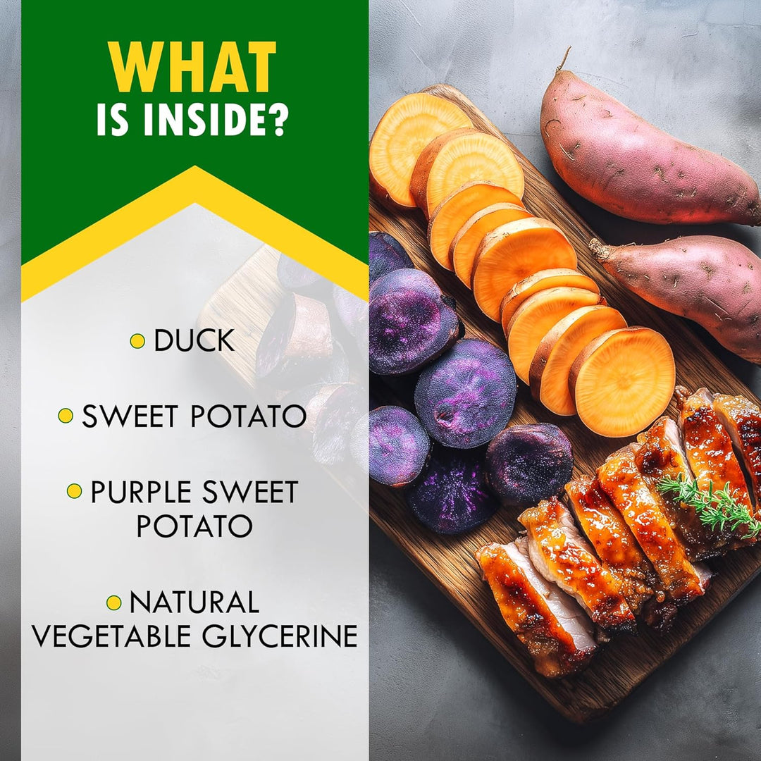 Beloved Pets Sweet Potato Dog Treats & Healthy Duck Chews 10.6 Oz - Puppy Snacks & Soft Bones for Large, Medium & Small Breeds - Natural Dog Food & Grain-Free, Rawhide-Free Training Jerky Wraps