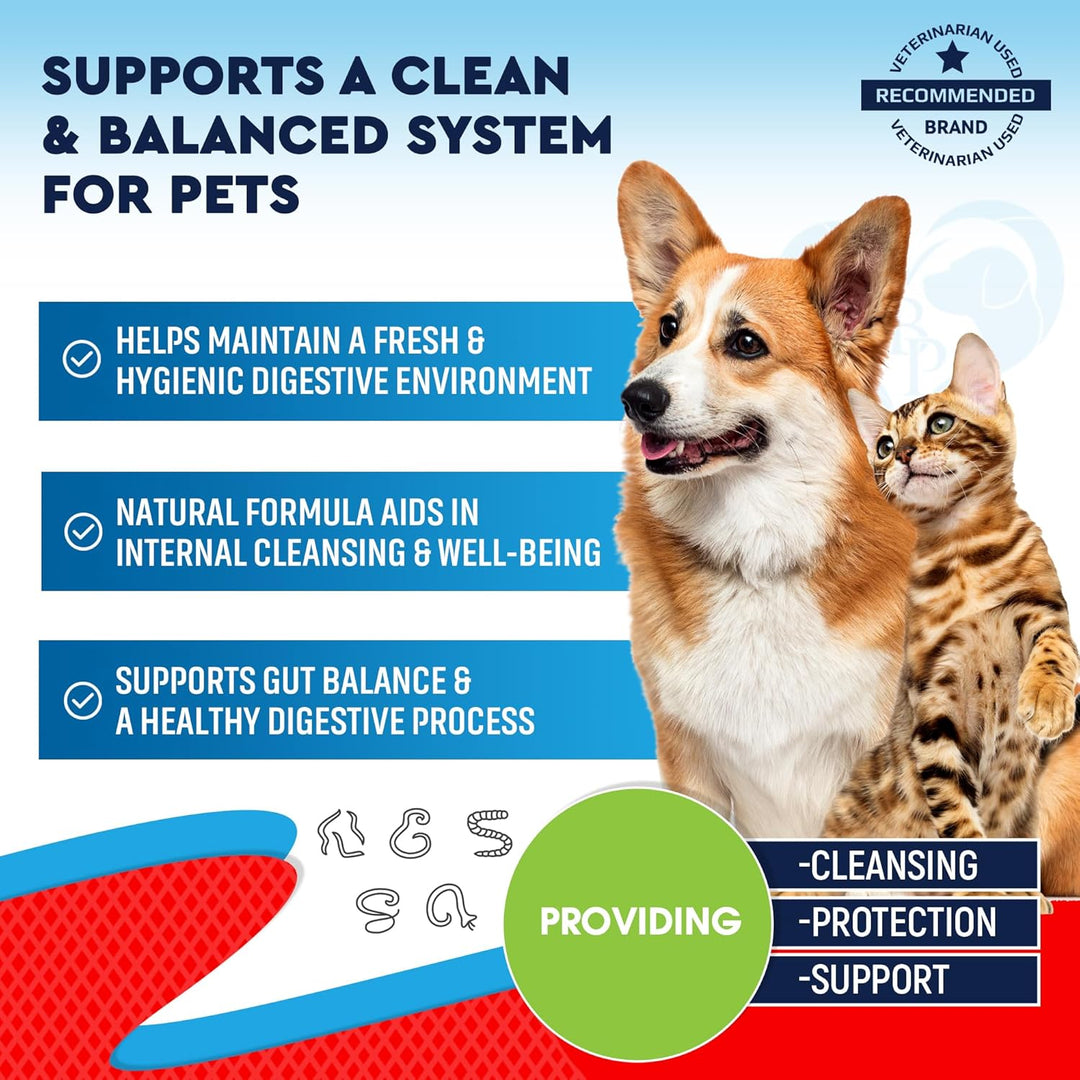 Natural Intestinal Defense for Dogs & Cats – Herbal Cleanse with Wormwood, Black Walnut – Promotes Healthy Gut & Flora Balance 2-fl oz bottle.