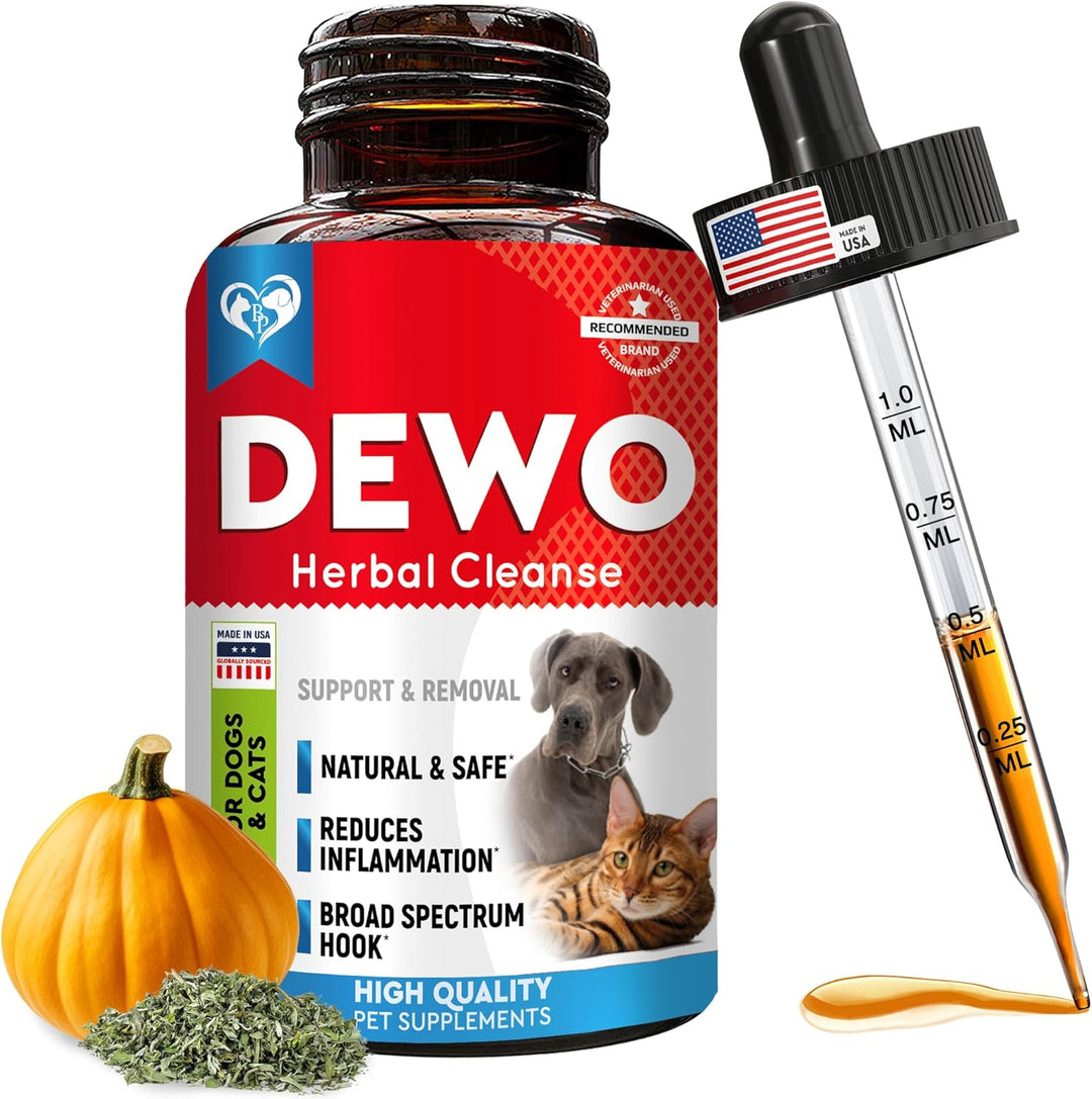 Natural Intestinal Defense for Dogs & Cats – Herbal Cleanse with Wormwood, Black Walnut – Promotes Healthy Gut & Flora Balance 2-fl oz bottle.