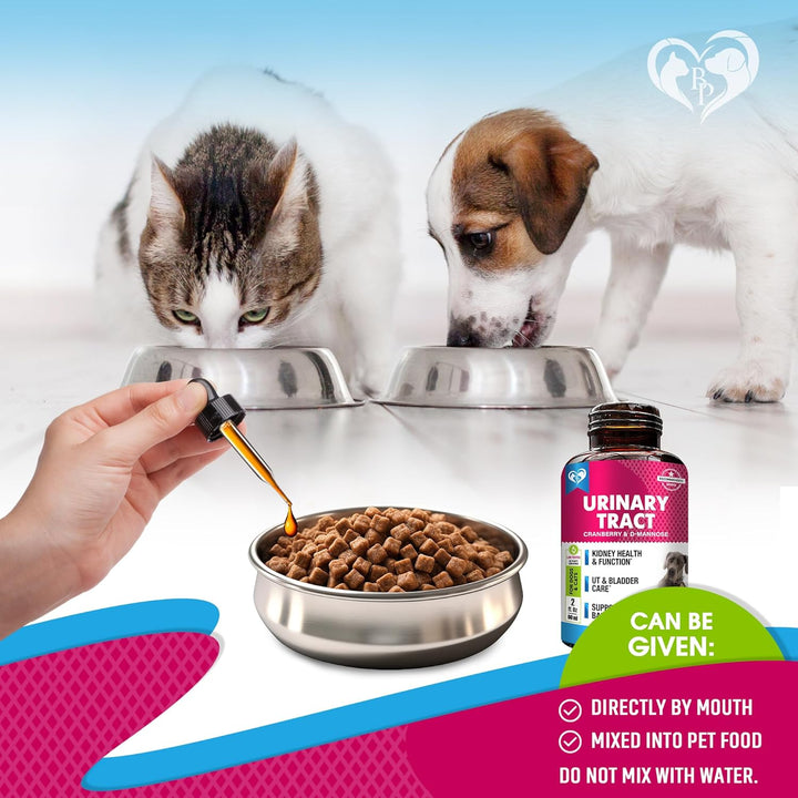 Cat & Dog Urinary Tract Infection Treatment & Natural UTI Medicine Cranberry & D-Mannose -Kidney+Bladder Support - Best Incontinence, Bladder Stones - Pet Renal Health & Care Drops