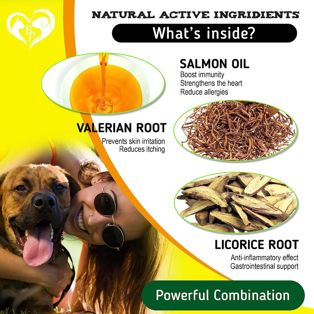 Dog Anti Itch & Allergy Relief Chews - Dry Itchy Skin & Hot Spot Treatment with Probiotic, Omega 3 Oil- Immune Supplement & Seasonal Allergies Medicine for Dogs, Puppy - 140 Bites Made in USA