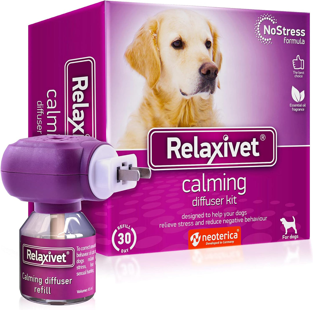 Calming Diffuser Kit for Dogs & Puppy - Pet Separation Anxiety Relief & Calm Pheromones Plug - Anti Stress Treatment Help with Fireworks, Aggression, Fighting & Other Problematic Behaviors