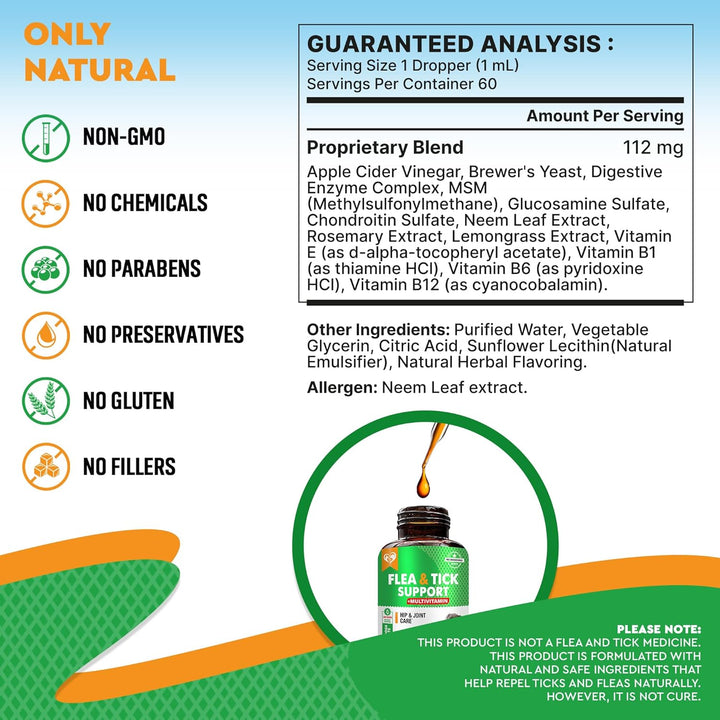 Beloved Pets Oral Flea & Tick Support Multivitamin Supplement for Dogs & Cats, 60-ml Bottle