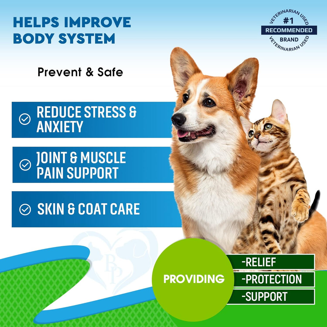 Cat & Dog Hemp Oil Drops - Pet Calming Anti Anxiety & Herbal Stress Relief - Natural Organic Liquid Medication for Arthritis & Hip, Joint Pain Releaf - Dog Sedative Supplements Made in USA