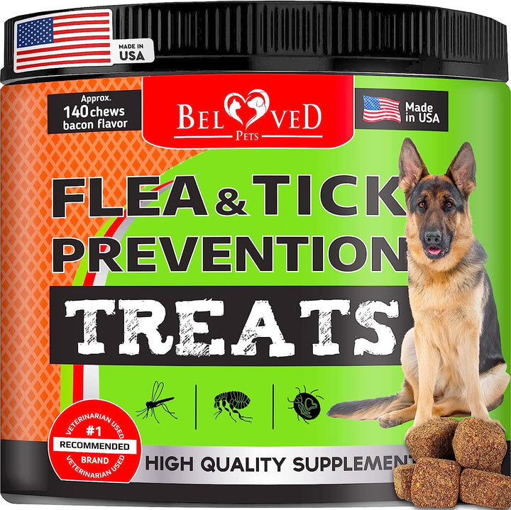 Beloved Pets Flea and Tick Prevention Chewable Pills for Dogs - Revolution Oral Flea Treatment for Pets - Pest Control & Natural Defense - Chewables Small Tablets Made in USA (Bacon)