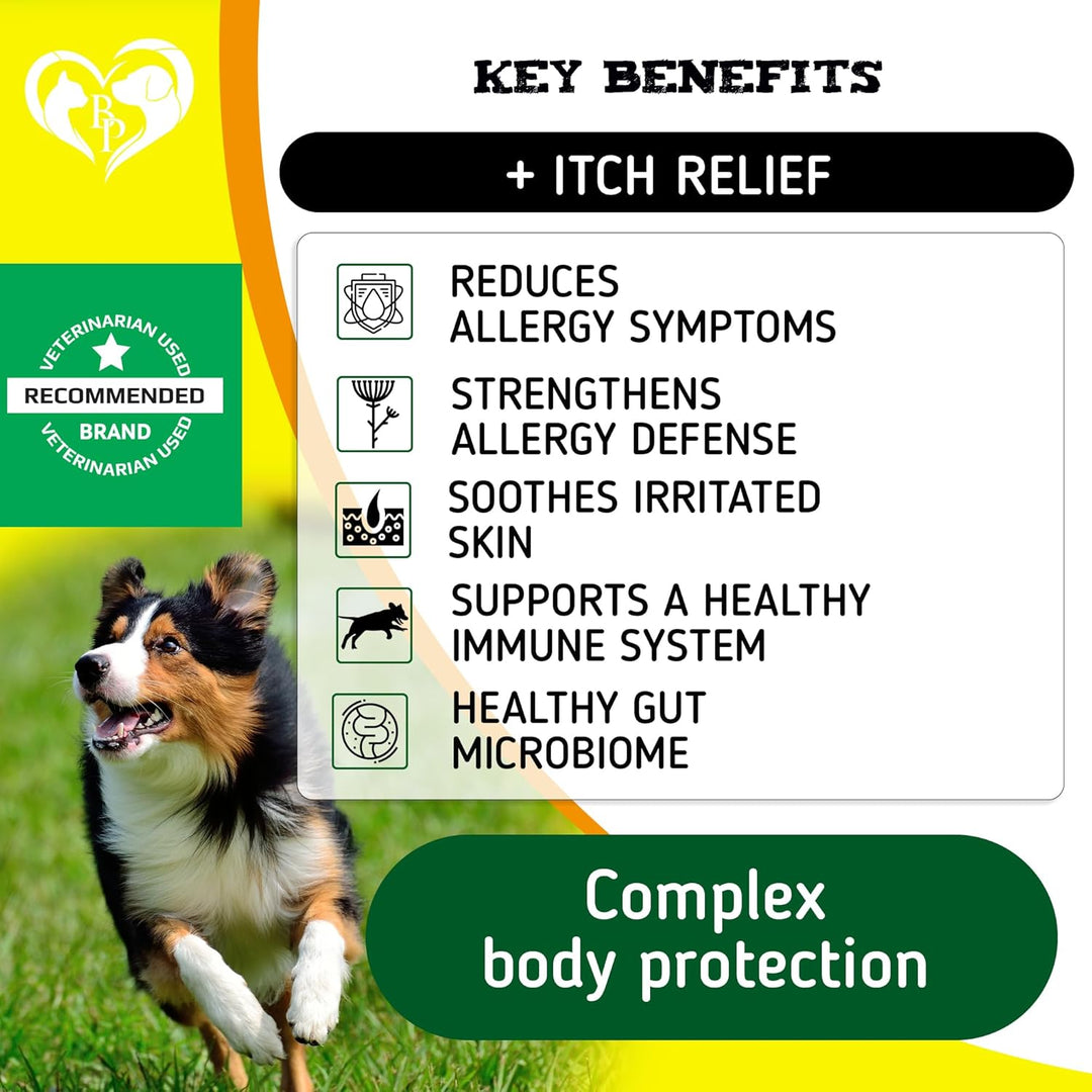 Dog Anti Itch & Allergy Relief Chews - Dry Itchy Skin & Hot Spot Treatment with Probiotic, Omega 3 Oil- Immune Supplement & Seasonal Allergies Medicine for Dogs, Puppy - 140 Bites Made in USA