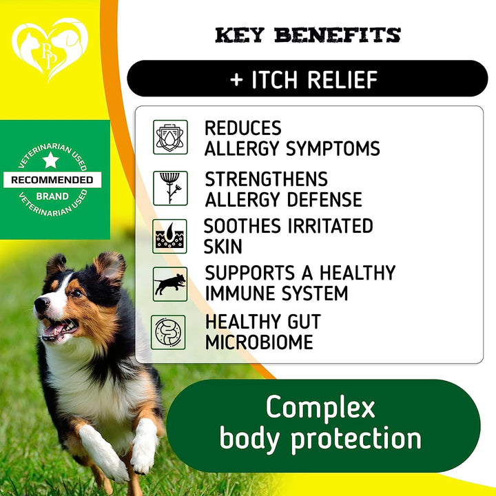 Dog Anti Itch & Allergy Relief Chews - Dry Itchy Skin & Hot Spot Treatment with Probiotic, Omega 3 Oil- Immune Supplement & Seasonal Allergies Medicine for Dogs, Puppy - 140 Bites Made in USA