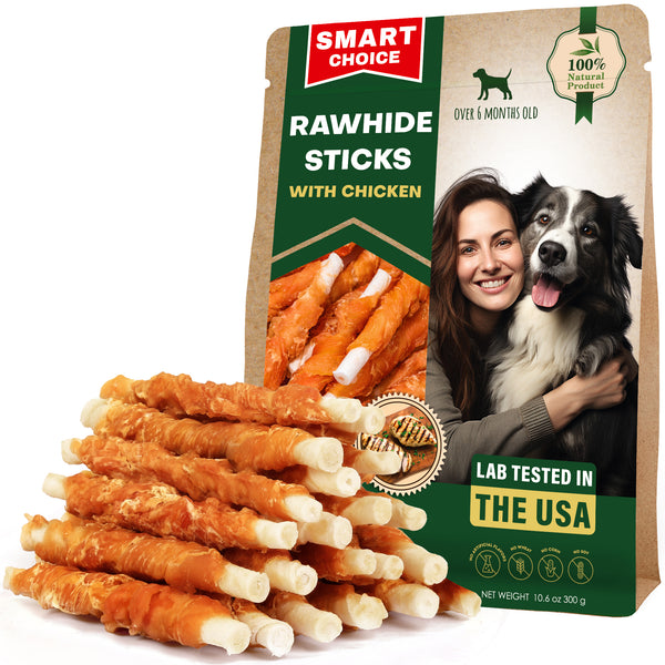 Dog Rawhide Sticks Wrapped with Chicken & Pet Natural Chew Treats for dogs — Beloved Pets
