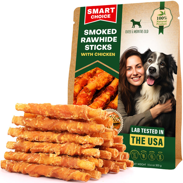 Smoked Chicken-Wrapped Rawhide Sticks for dogs — Beloved Pets