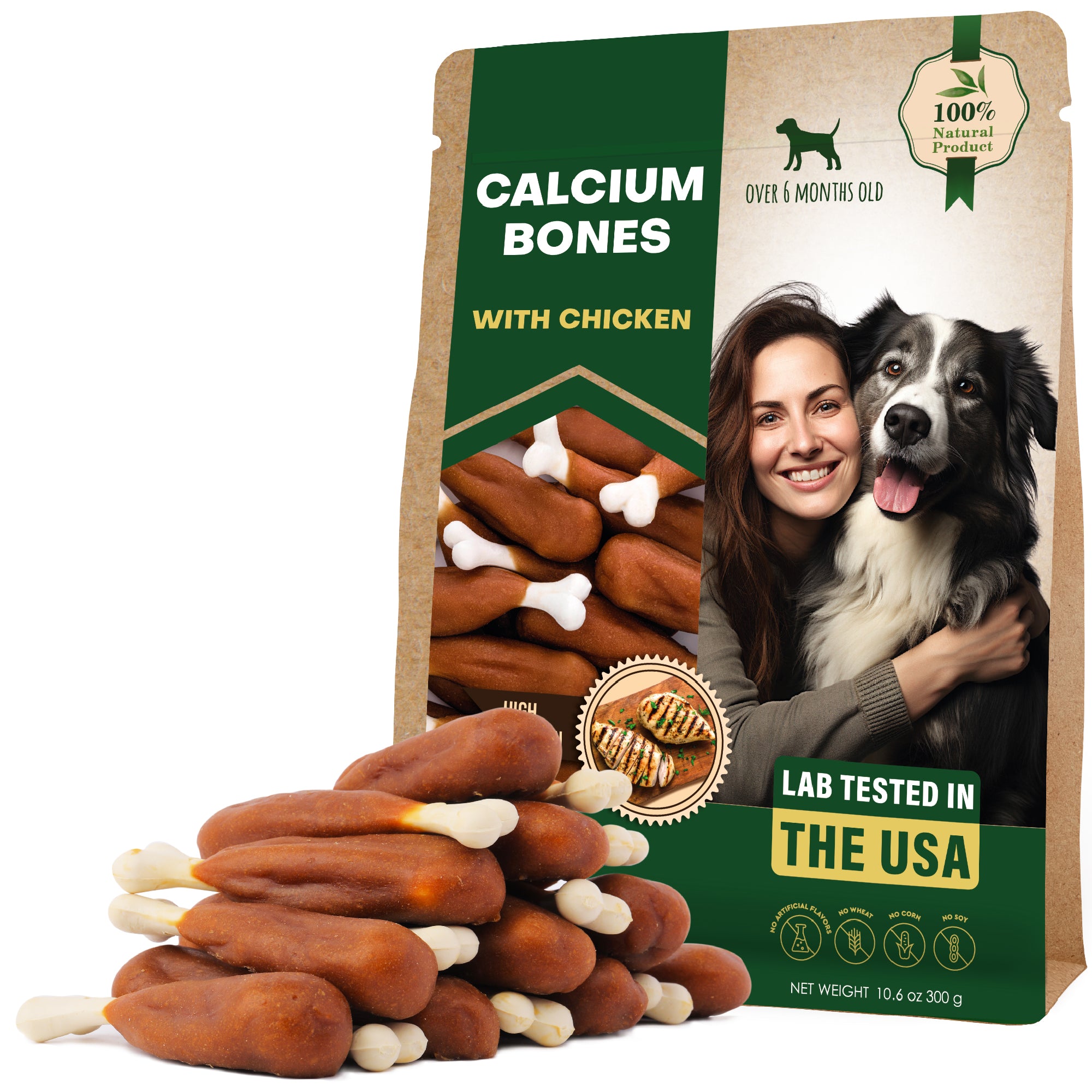 Beloved Pets Dog Calcium Bones Wrapped Chicken Rawhide Free Chew Treats Pet Healthy Dried Snacks Grain Free Meat Bulk Best Chews for Christmas