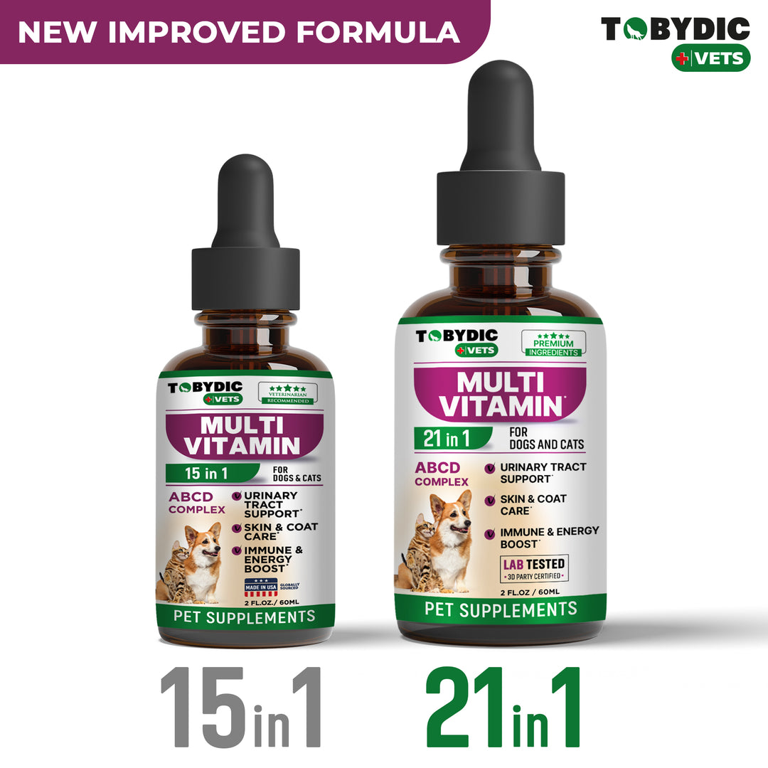 Cat & Dog Multivitamin 21 in 1 Pet Supplements with Cranberry & Glucosamine - Natural Medicine & Support for UTI, Urinary Tract, Bladder, Kidney, Skin Coat, Joints Treatment Made in USA
