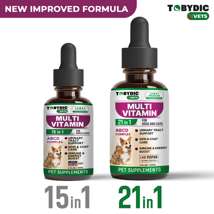 Cat & Dog Multivitamin 21 in 1 Pet Supplements with Cranberry & Glucosamine - Natural Medicine & Support for UTI, Urinary Tract, Bladder, Kidney, Skin Coat, Joints Treatment Made in USA