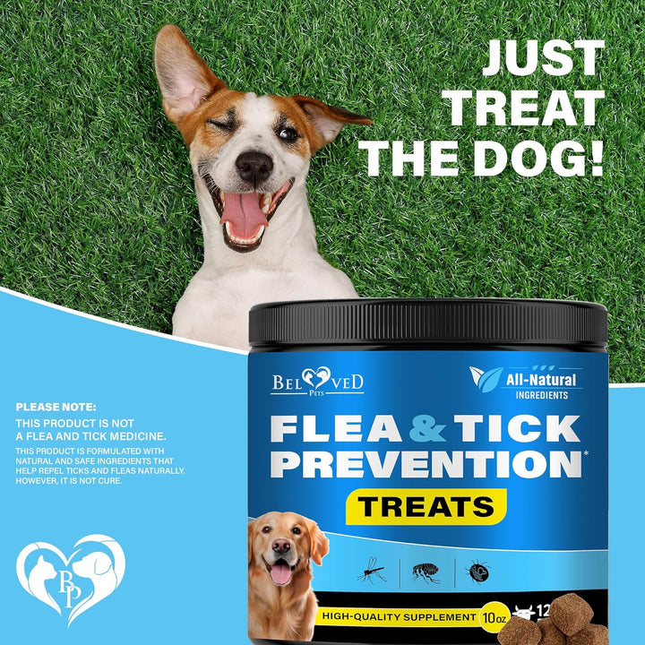 Beloved Pets Flea and Tick Prevention Chewable Pills for Dogs - Revolution Oral Flea Treatment for Pets - Pest Control & Natural Defense - Chewables Small Tablets Made in USA (Beef)