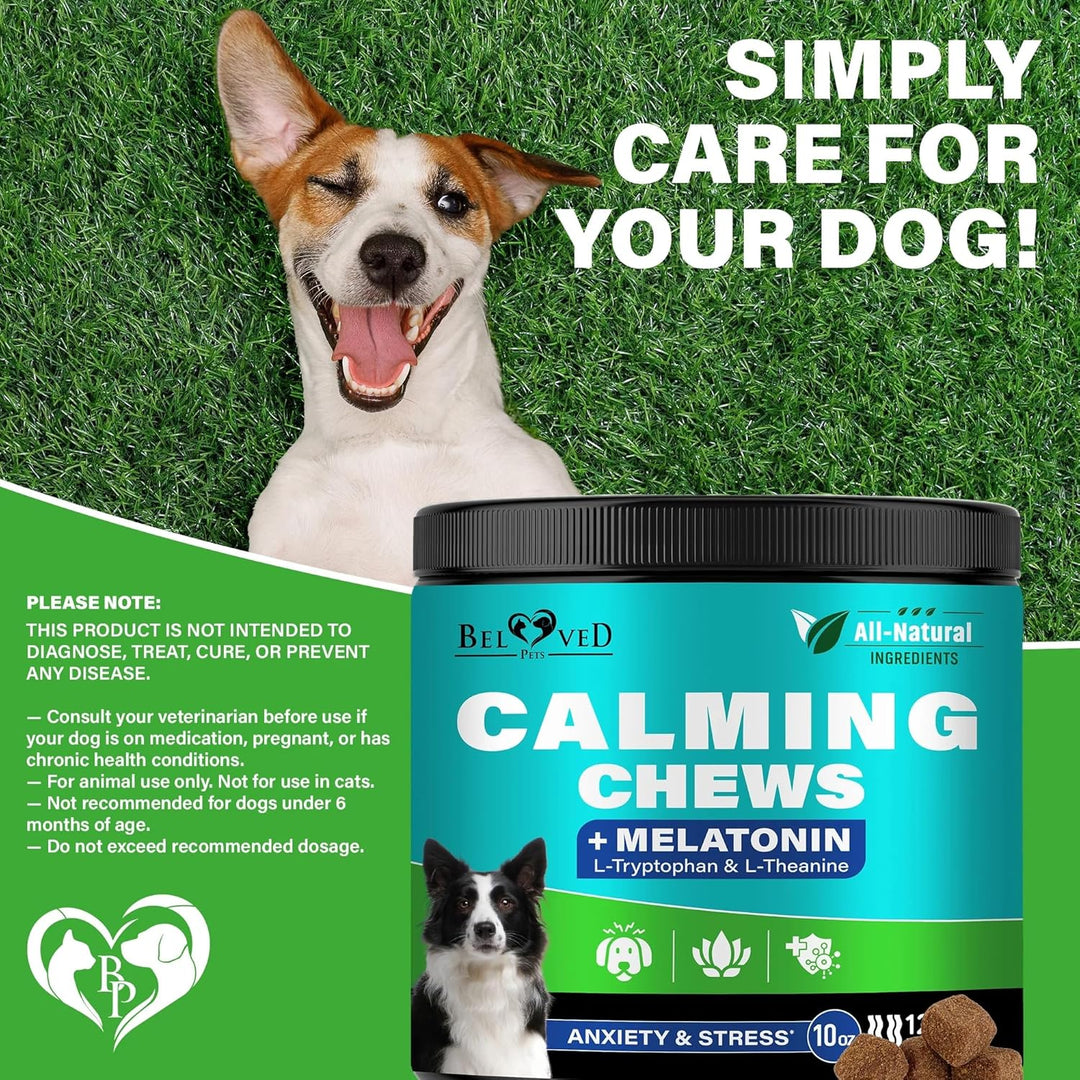 Beloved Pets Calming Chews for Dogs with Melatonin - Bacon Flavor, Made in USA