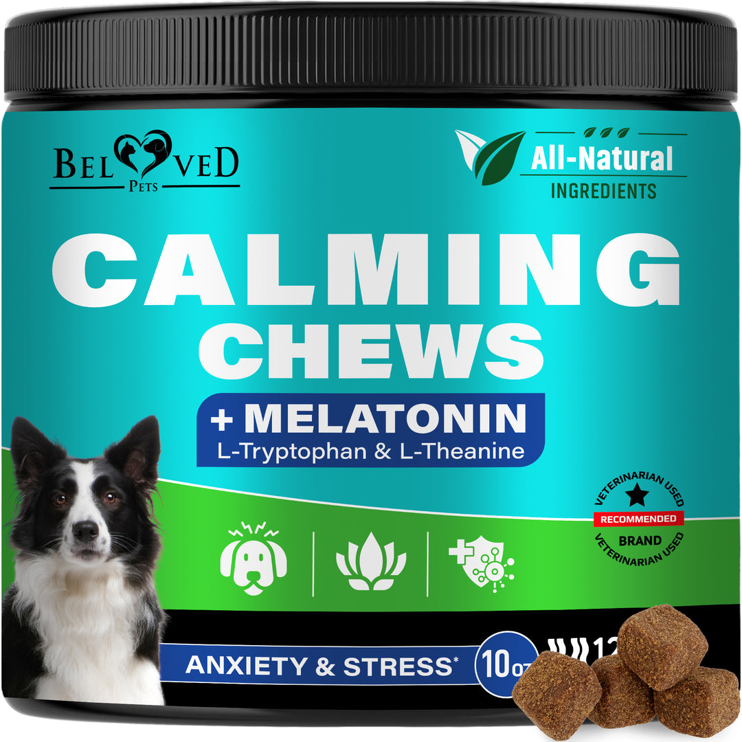 Calming Chews for Dogs & Puppy and Cats -Pet Separation Anxiety Relief Soft Treats & Calm Behavior Aid - Melatonin for Sleep- Anti Stress Treatment Help with Thunder- Made in USA