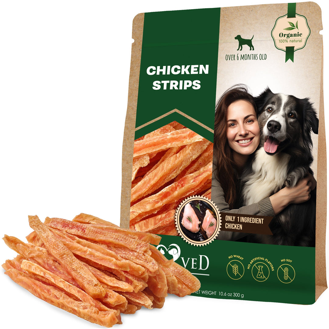 Chicken Jerky Strips Dog Treats - Human Grade Meat Sticks - Natural & Organic Pet Dried Snacks Rawhide - Free - Long Lasting Chews for Large & Small Dogs - Best for Training & Healthy Teeth