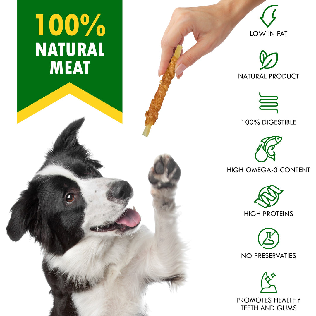 Beloved Pets Cod Sticks Dog Treats Chicken Wrapped - All Natural Rawhide - Free & Grain Free Long Lasting Chews for Large & Small Dogs - Organic Dried Pet Snacks - Support Healthy Teeth & Skin Coat