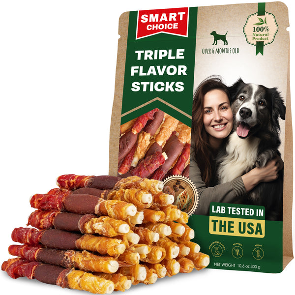 Triple-Flavor Rawhide Twists for dogs — Beloved Pets