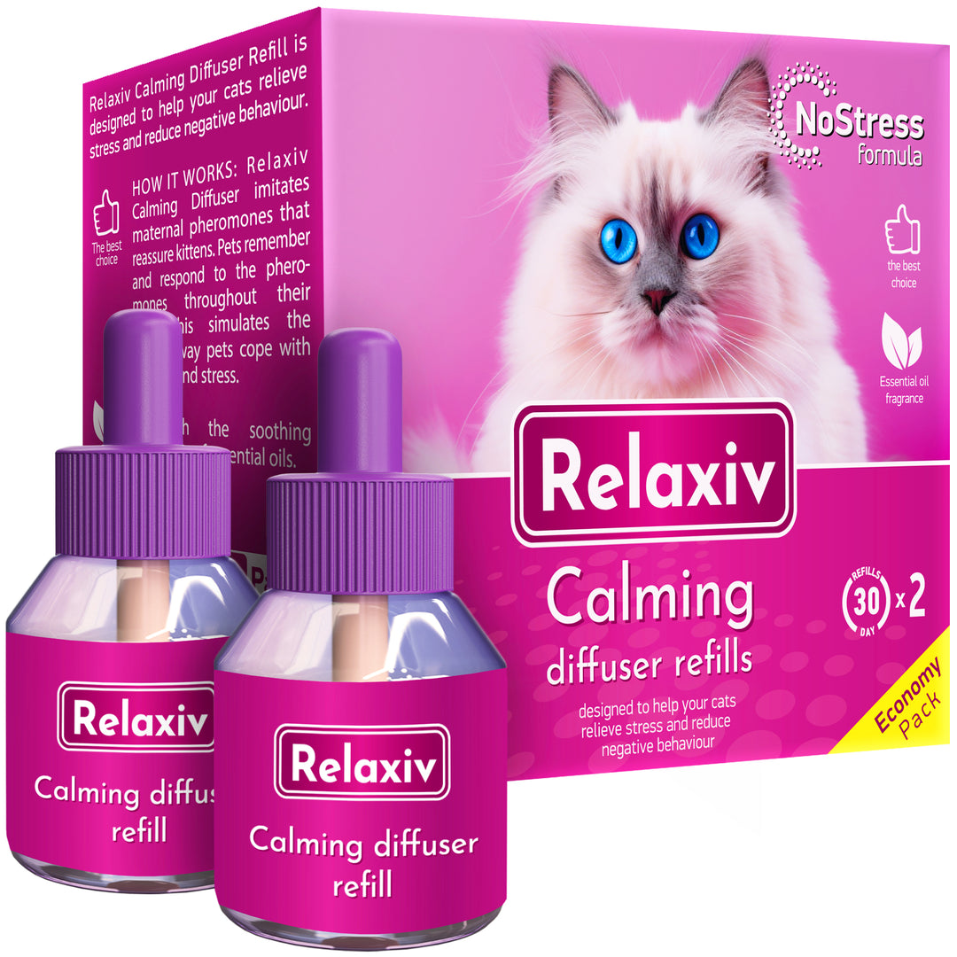 Calming Cat Diffuser Refill & Anti Anxiety Pet Products - Feline Calm Pheromones & Cats Comfort - Stress Relief with New Zone, Fighting with Dogs & Behavior Control (2 Refills (Diffuser not included))