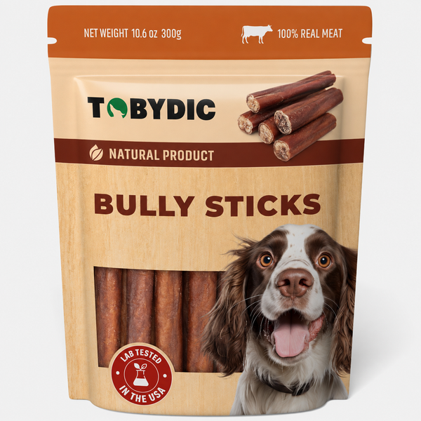Tobydic Bully Sticks for Dogs - Single Ingredient, 100% Natural
