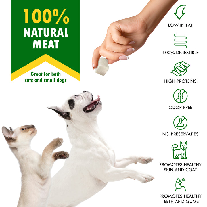 Freeze Dried Chicken Treats for Cats and Small Dogs - All Natural Meat Cubes Raw Pet Food - Human Grade High-Protein Snacks & Grain-Free Jerky Chews